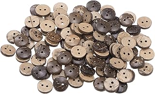 sourcing map 100pcs Sewing Button 3/8"(10mm) 2 Holes Wooden Round Craft Replacement Buttons for Clothing DIY Crafts Decoration, Brown