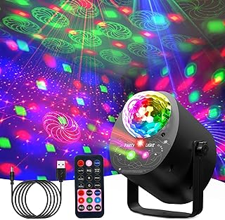 Disco Lights Party Lights, 3 in 1 Disco Ball Lights 32 Pattern + Pink Strobe Light, Sound Activated DJ Light with Remote Control for Parties DJ Bar Club Festival Show