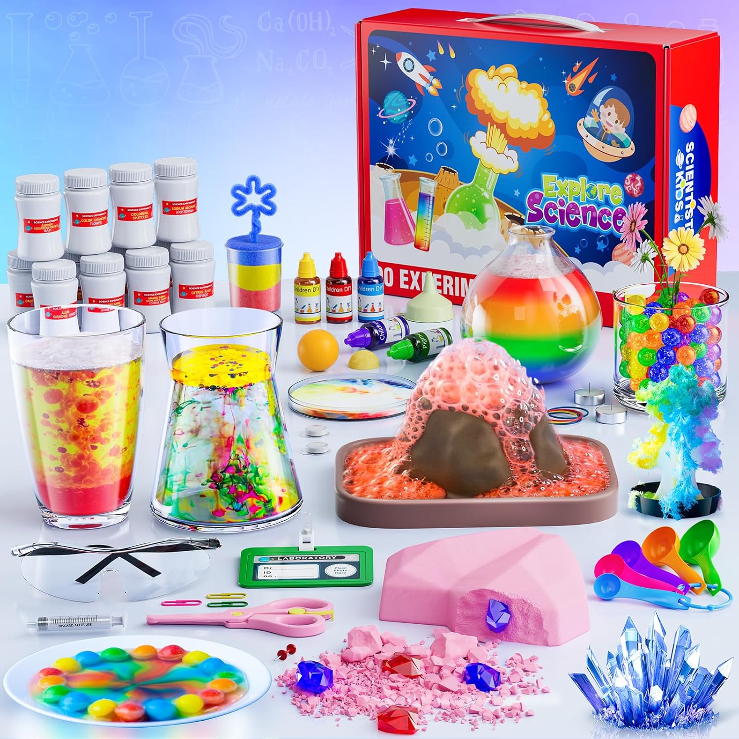 Science Kit for Kids, 90 Science Lab Experiments, STEM Activities Educational Scientist Toys Gifts for Boys Girls Chemistry Set,Volcano Eruption-0