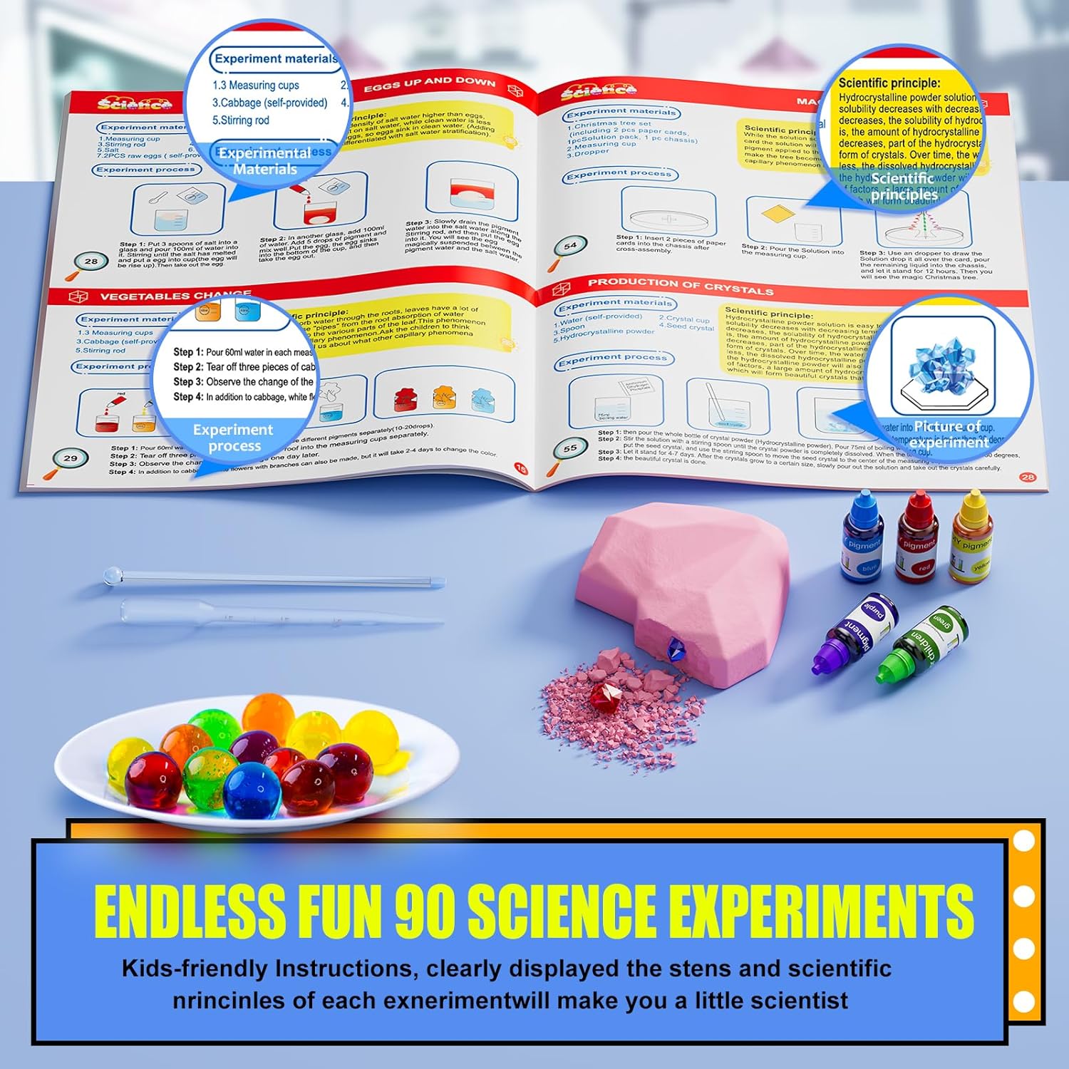 Science Kit for Kids, 90 Science Lab Experiments, STEM Activities Educational Scientist Toys Gifts for Boys Girls Chemistry Set,Volcano Eruption-4