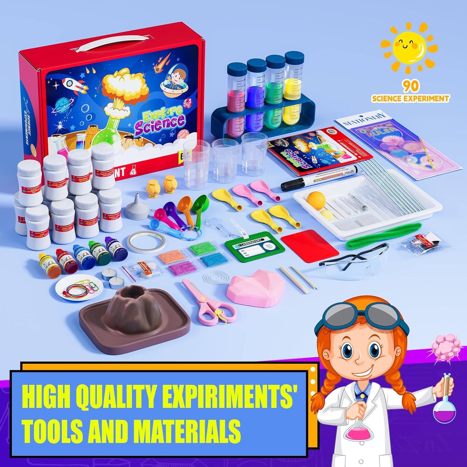 Science Kit for Kids, 90 Science Lab Experiments, STEM Activities Educational Scientist Toys Gifts for Boys Girls Chemistry Set,Volcano Eruption-5