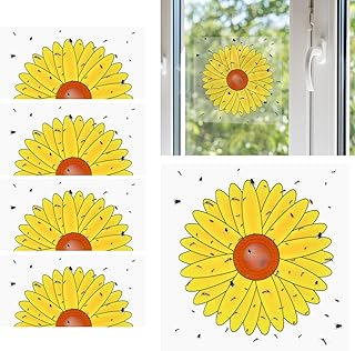 Flintronic 20PCS Window Fly Traps, Sunflower Style Window Fly Stickers, Fly Trap Killer Stickers, Floral Pattern Design Sticky Fly Catcher for Indoor Houseflies Fly Gnat