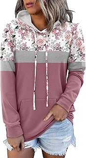 KISSMODA Hoodies for Women Camo Leopard Print Tops Pullover Hooded Sweatshirt Drawstring with Pocket