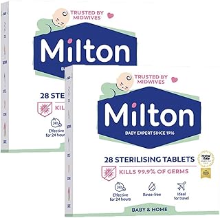 MiltonBaby Sterilising 28 Tablets Pack of 2 Cold Water Feeding Bottle Teats Antibacterial Antyseptic Cleaner Household Surface Kitchen Hygiene with Welari Thank You Card Home | (2pack) (56tabs)