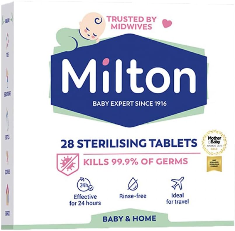 MiltonBaby Sterilising 28 Tablets Pack of 2 Cold Water Feeding Bottle Teats Antibacterial Antyseptic Cleaner Household Surface Kitchen Hygiene with Welari Thank You Card Home | (2pack) (56tabs)-2