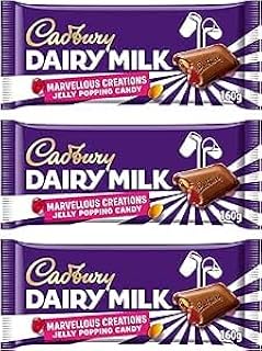 Chocolate Bar Bundle With Dairy Milk Marvellous Creations Jelly Popping Candy Beans 160g (3 Pack)