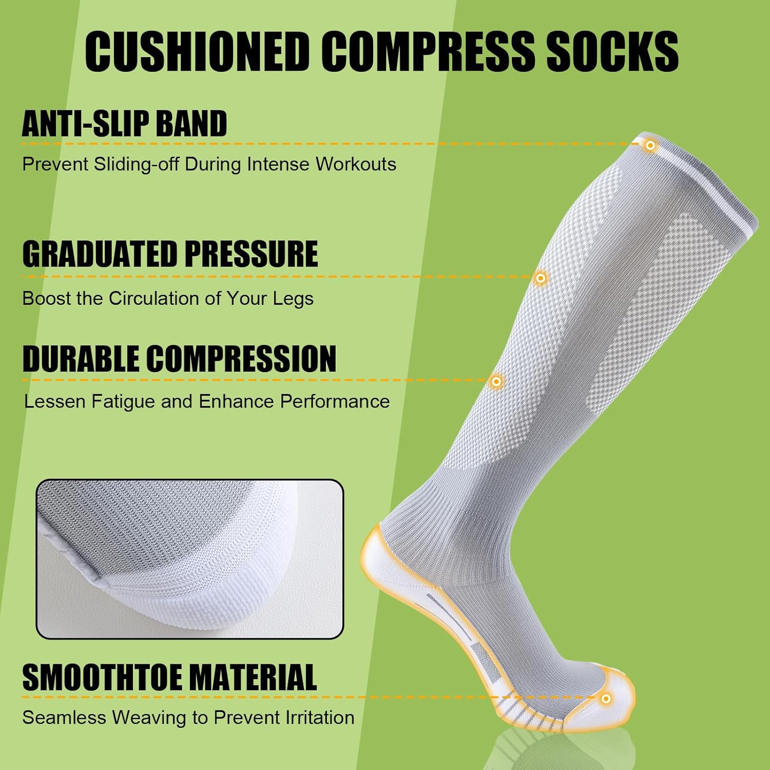 Niorasen Compression Socks for Women, 3 Pairs Flight Socks for Men (20-30mmHg), Travel Socks, Compression Stockings Fit Running, Football, Flying, Medical, Prevent Varicose Veins, Promote Circulation-2