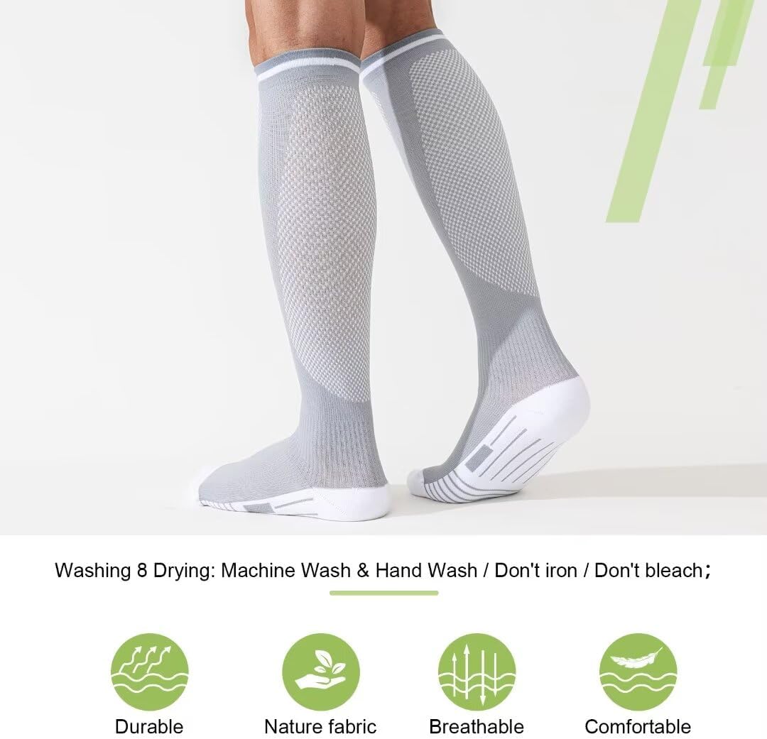 Niorasen Compression Socks for Women, 3 Pairs Flight Socks for Men (20-30mmHg), Travel Socks, Compression Stockings Fit Running, Football, Flying, Medical, Prevent Varicose Veins, Promote Circulation-3