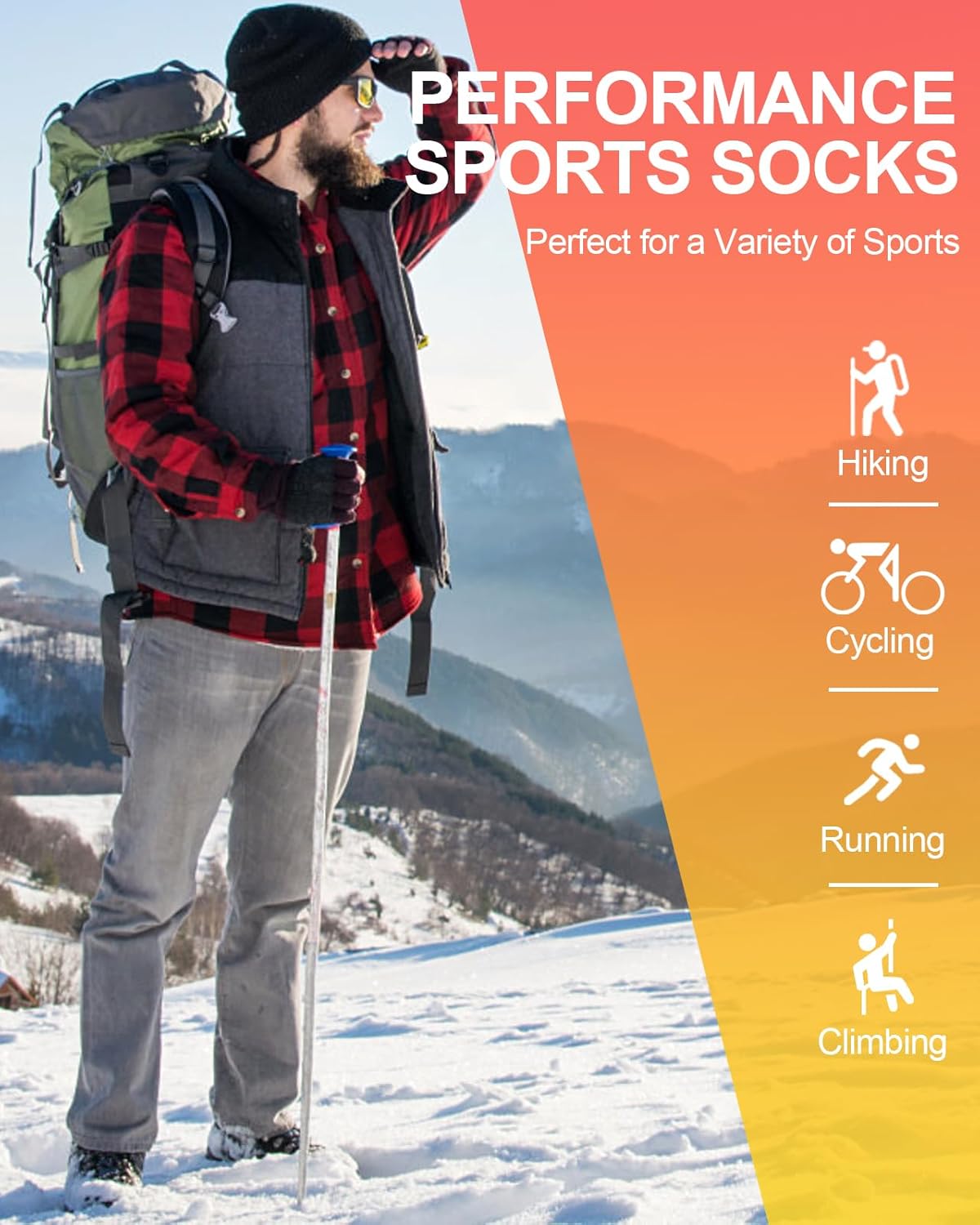 Niorasen Full Cushion Thermal Socks for Men, Thick Cotton Mens Work Socks, Padded Mens Warm Socks, 5 Pairs Crew Winter Sports Socks for Outdoor Walking Hiking Running Climbing-5