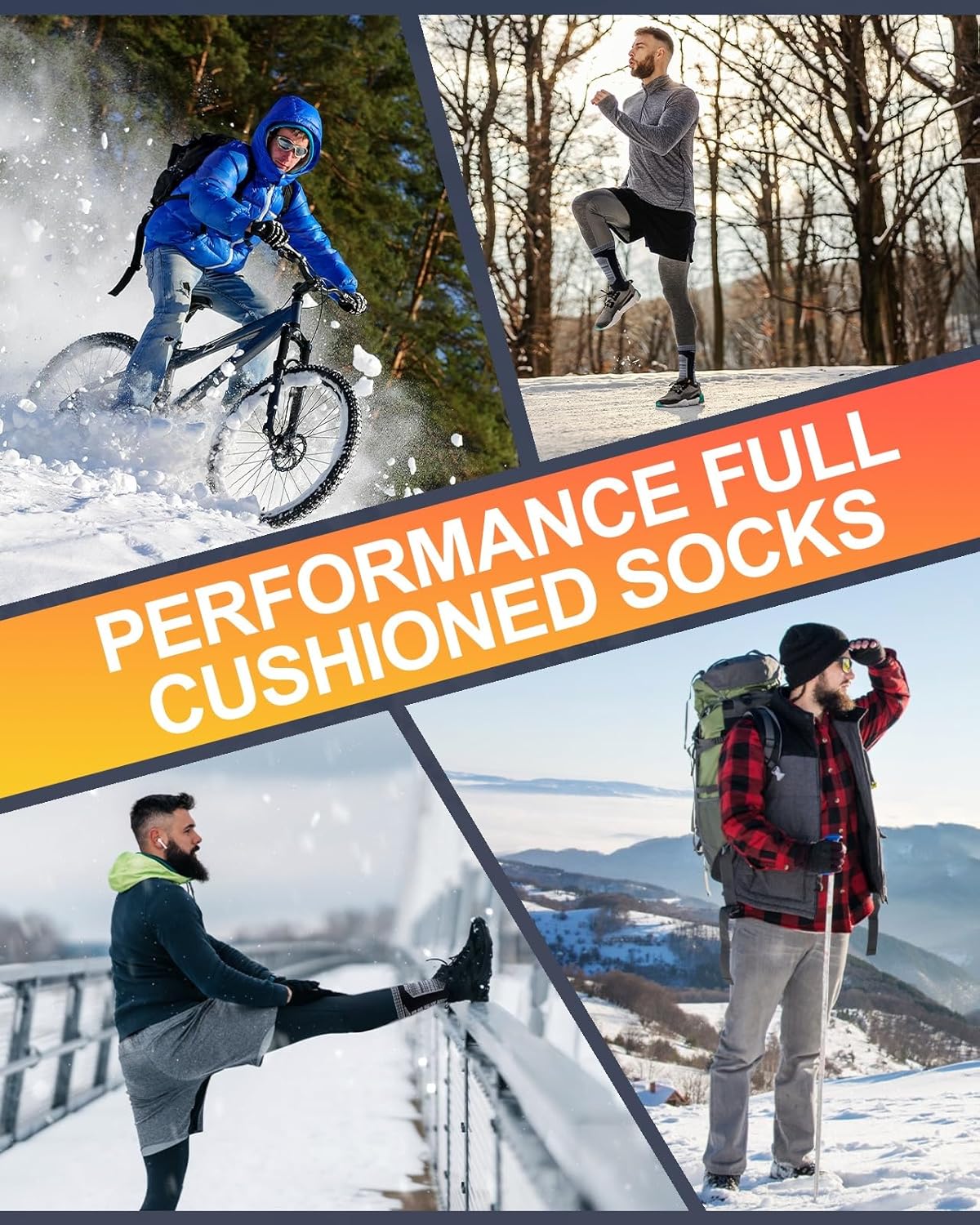 Niorasen Full Cushion Thermal Socks for Men, Thick Cotton Mens Work Socks, Padded Mens Warm Socks, 5 Pairs Crew Winter Sports Socks for Outdoor Walking Hiking Running Climbing-6