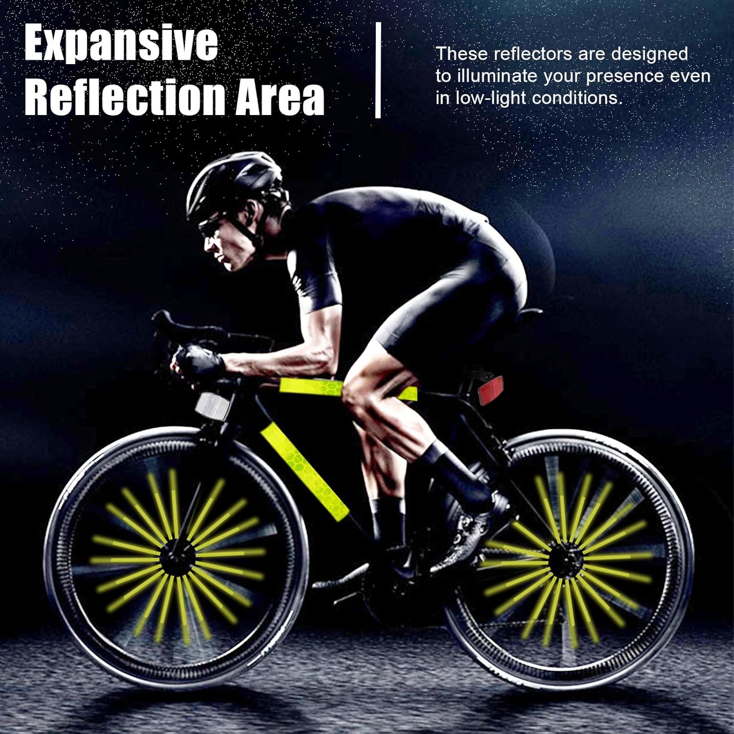 12Pcs Wheel Spoke Reflectors, Warning Strip Clip Tube, 2Pcs Front and Back Reflectors Bracket, Bicycle Spoke Lights Cover with Screwdriver 8m Reflective Tape, Bike Reflective Spoke Clips for Cycling-4