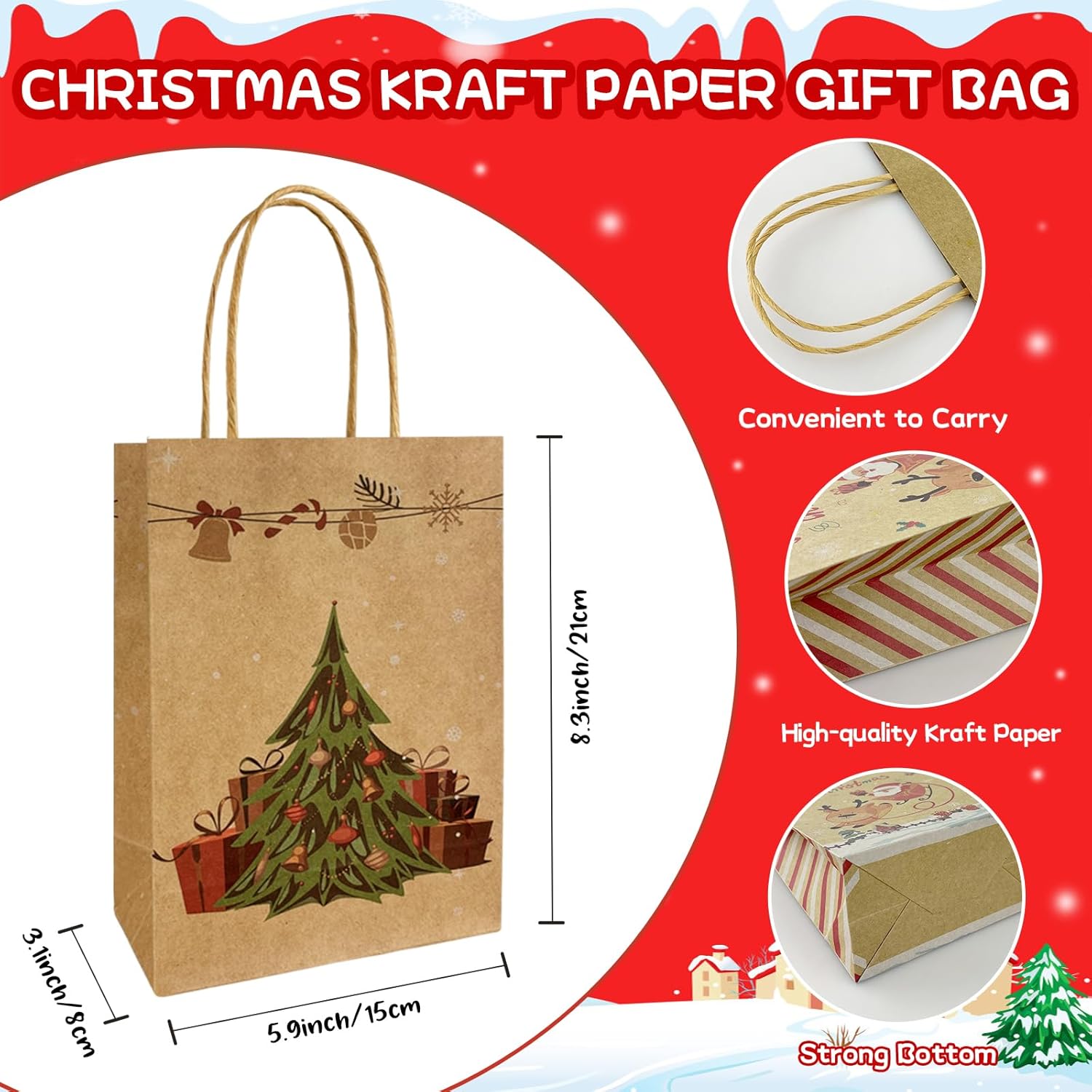 Christmas G-ift Bags for Presents Christmas Wrapping Bags 10 Style Xmas Gift Bags with Handles,Christmas Party Paper Bags Xmas Gift Bag for Gift Wrapping Xmas Gift Bags for Christmas Party-1