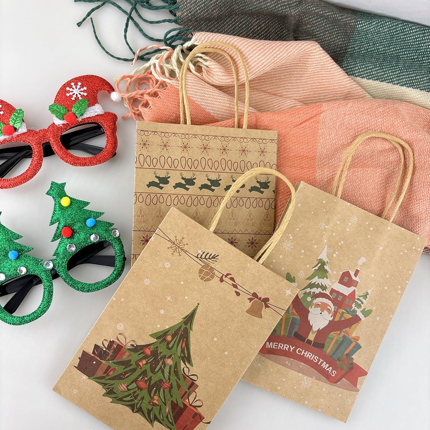 Christmas G-ift Bags for Presents Christmas Wrapping Bags 10 Style Xmas Gift Bags with Handles,Christmas Party Paper Bags Xmas Gift Bag for Gift Wrapping Xmas Gift Bags for Christmas Party-3