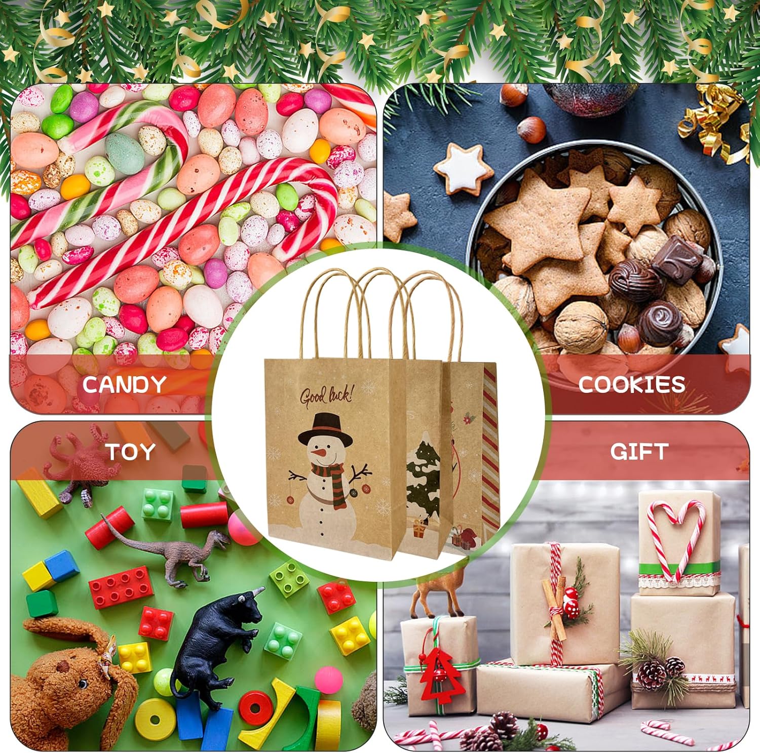 Christmas G-ift Bags for Presents Christmas Wrapping Bags 10 Style Xmas Gift Bags with Handles,Christmas Party Paper Bags Xmas Gift Bag for Gift Wrapping Xmas Gift Bags for Christmas Party-6