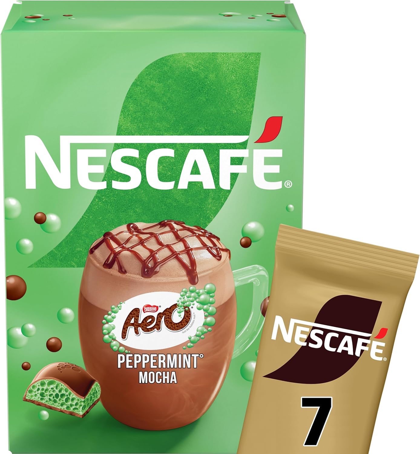 Nescafe Peppermint Aero Mocha 7 x 19g Sachets, 100% Responsibly Sourced Coffee-0