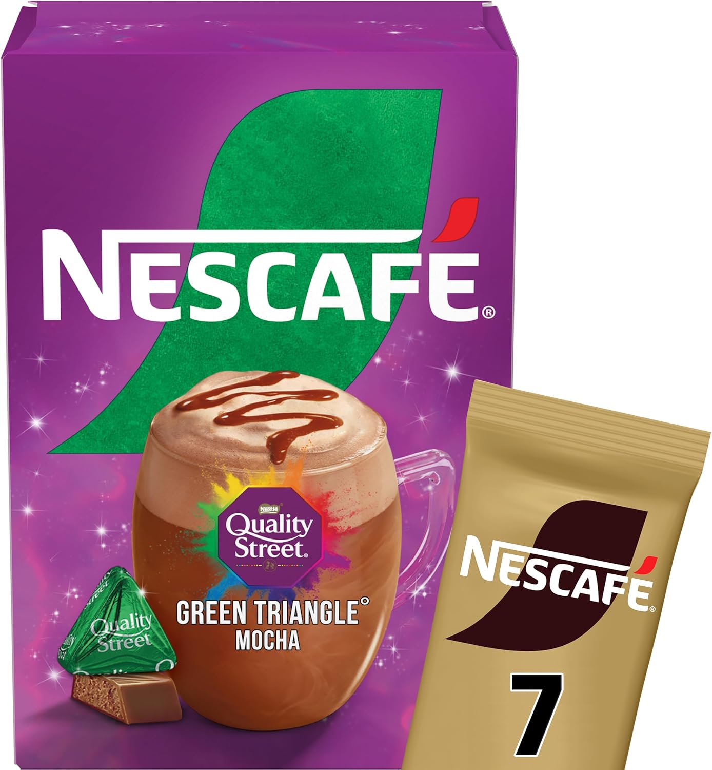 Nescafe Green Triangle Quality Street Mocha 7 x 19g Sachets, 100% Responsibly Sourced Coffee-0