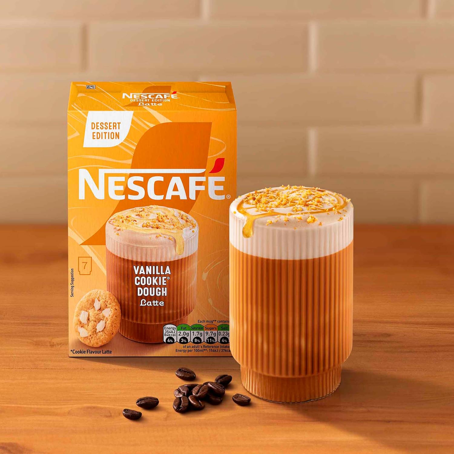 Nescafe Vanilla Cookie Dough Latte 7 x 19.5g Sachets, 100% Responsibly Sourced Coffee-4