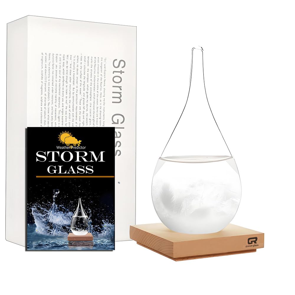 Storm Glass Weather Forecast Bottle - Snow Globes Barometer,Cloud Storm Weather Station,Decorative Weather Predictor, Home and Office Decor, Unique Gift Idea (Large)-0