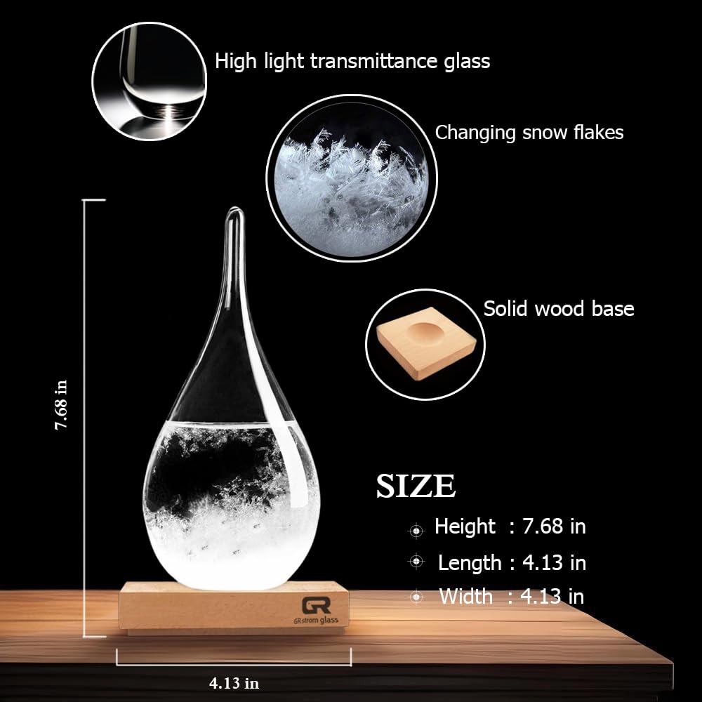 Storm Glass Weather Forecast Bottle - Snow Globes Barometer,Cloud Storm Weather Station,Decorative Weather Predictor, Home and Office Decor, Unique Gift Idea (Large)-2