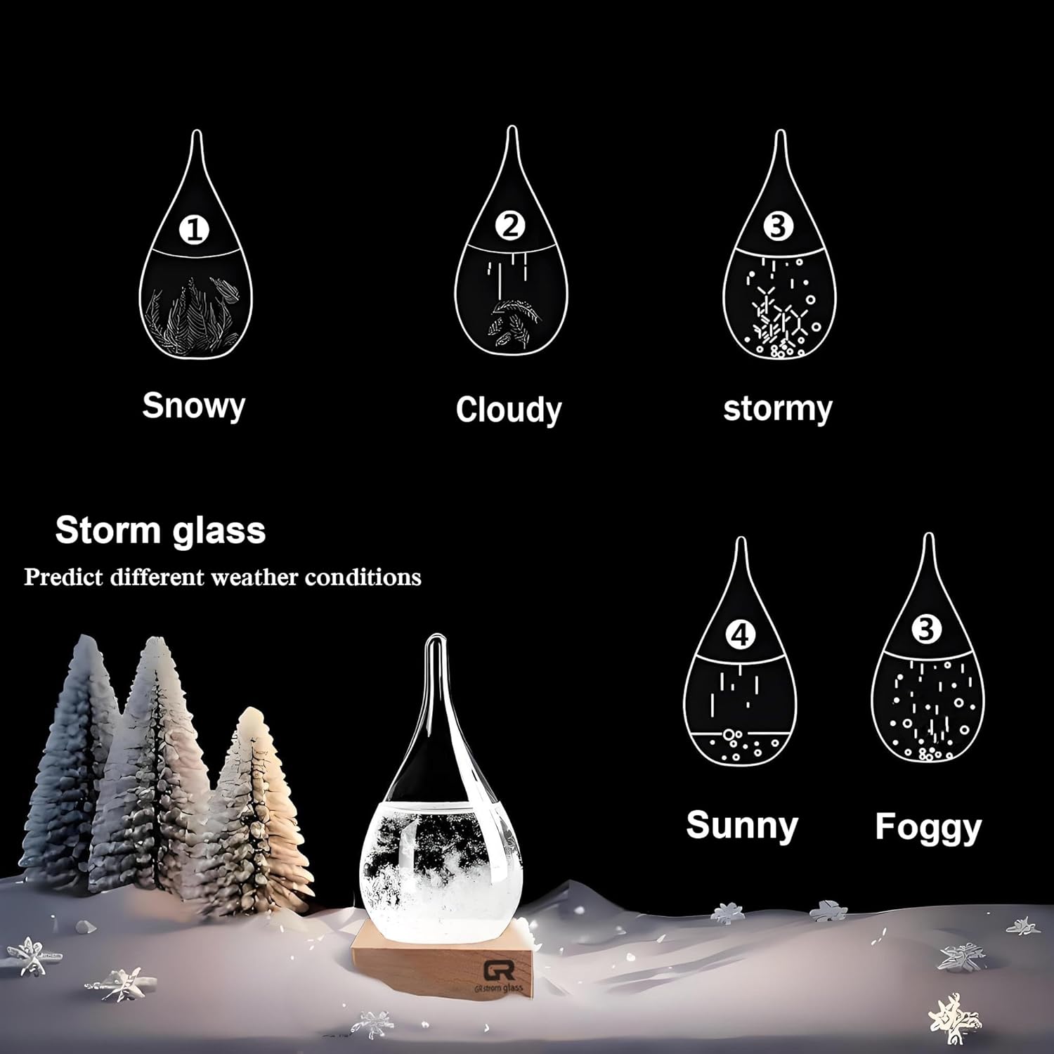 Storm Glass Weather Forecast Bottle - Snow Globes Barometer,Cloud Storm Weather Station,Decorative Weather Predictor, Home and Office Decor, Unique Gift Idea (Small)-1