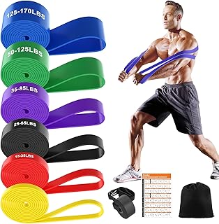 Fokky Resistance Bands Set, 6 Levels Exercise Band Pull Up Bands with Door Anchor, Resistance Band Women Resistance Bands Set Men for CrossFit, Stretching, Powerlifting, Strength Training, Pull Up