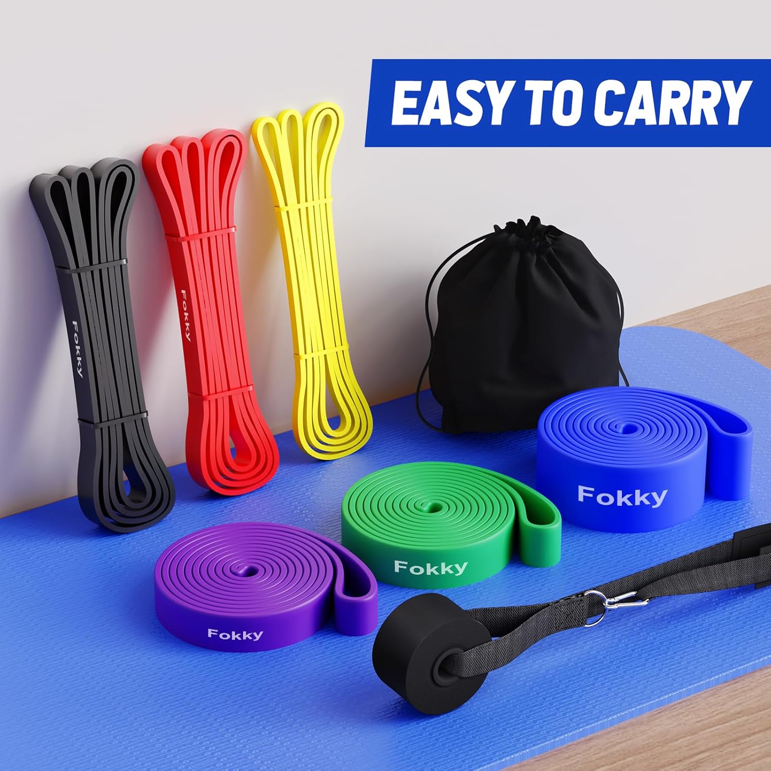 Fokky Resistance Bands Set, 6 Levels Exercise Band Pull Up Bands with Door Anchor, Resistance Band Women Resistance Bands Set Men for CrossFit, Stretching, Powerlifting, Strength Training, Pull Up-6