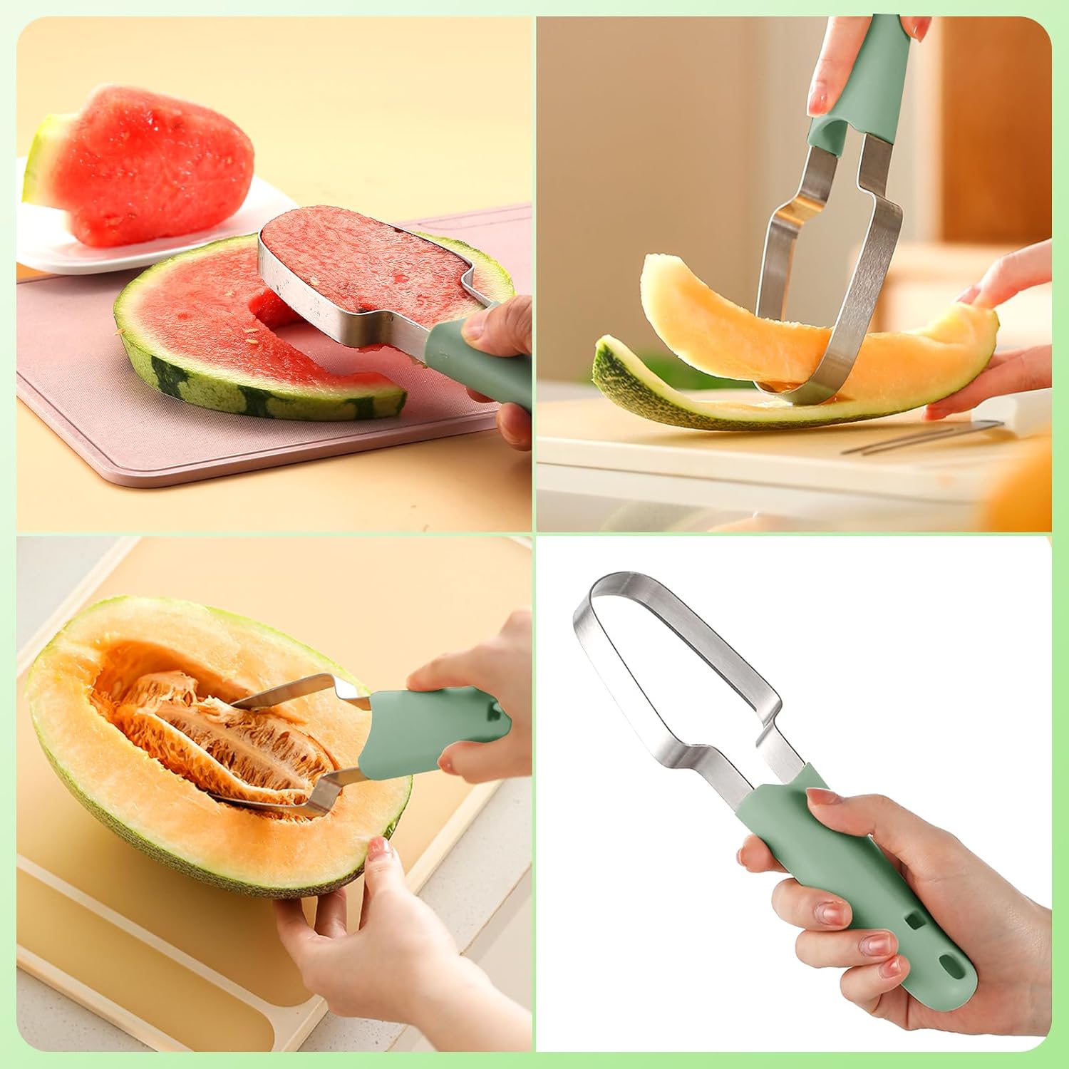 Redamancy Watermelon Cutter, 3-in-1 Watermelon Fork Slicer Cutter, Stainless Steel Watermelon Slicer Fork Melon Cutter Knife Fruit Watermelon Cutting Tool Multifunctional Portable Home Kitchen Gadgets-3