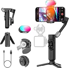 AOCHUAN Handheld Gimbal Stabilizer for iPhone 15/14 Android Phone 3-axis Phone Stabilizer for Video Recording Vlogging, Smartphone Gimbal w/RGB Light,AI Tracking for TikTok YouTube Smart X Kit(Black)