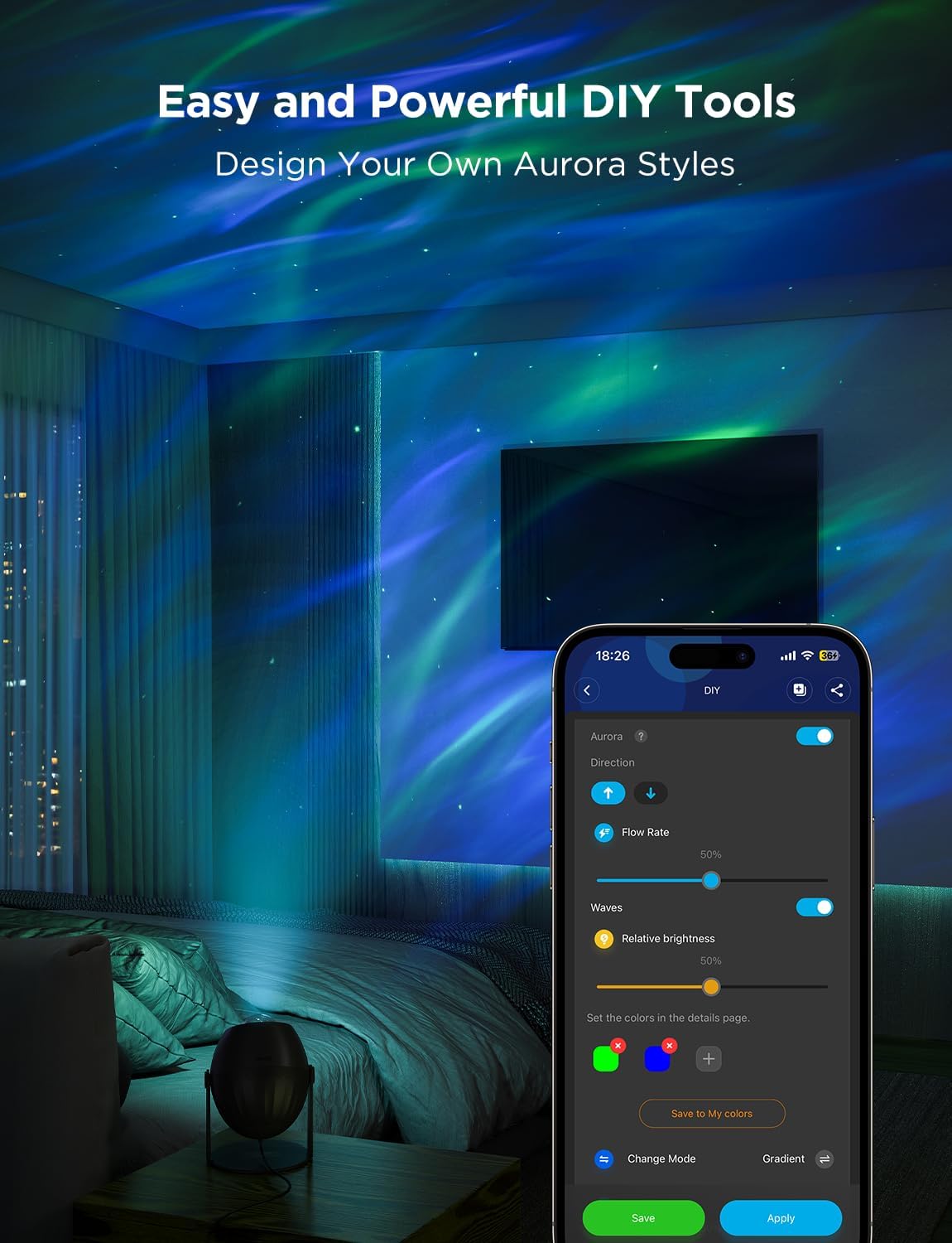 Govee Star Light Projector, Aurora Light Projector Works with Matter, Alexa and Google Assistant, 16 Million Colours, 52+ Scene Modes, Galaxy Projector for Kids Adult Bedroom-6