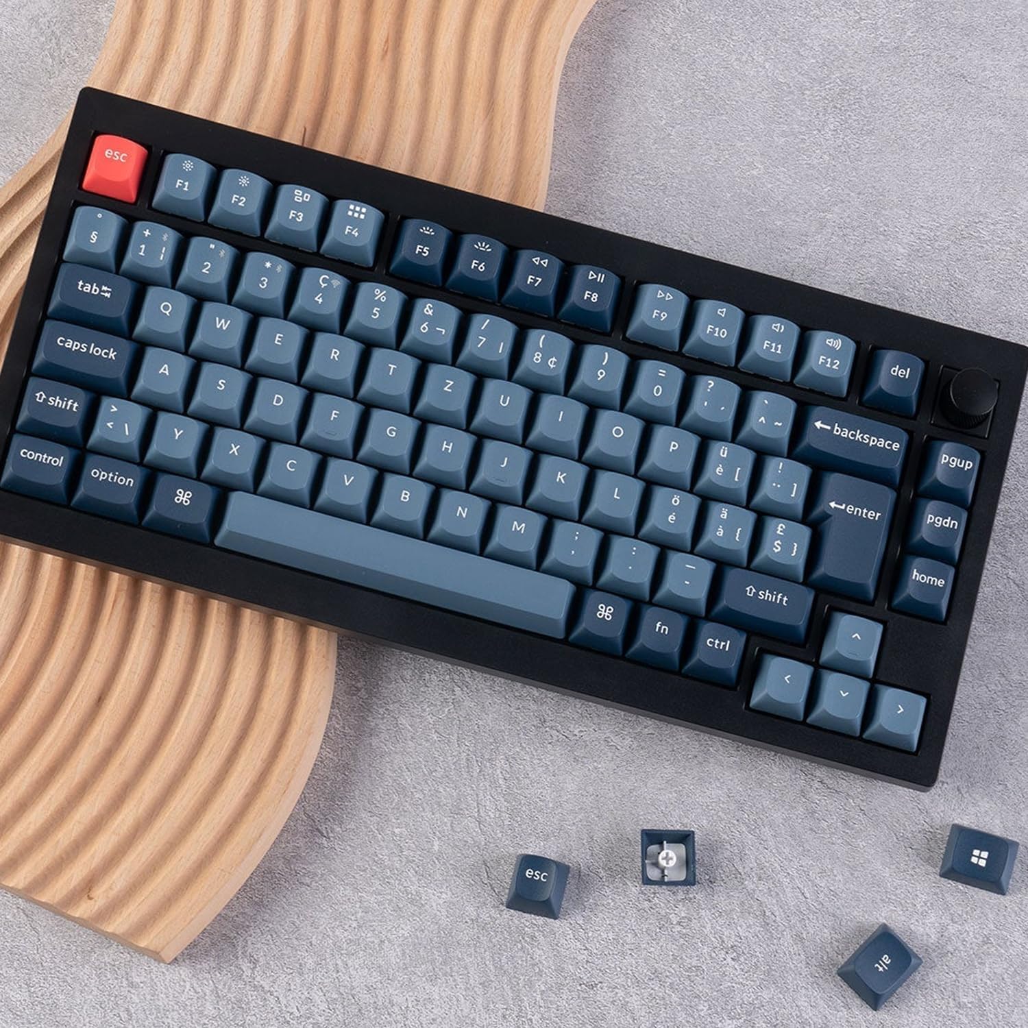 Keychron V1 Max 75% Custom Mechanical Keyboard ISO UK Layout, QMK Wireless Gaming Keyboard with Programmable Knob, Hot-Swappable Gateron Brown Switch with RGB Backlits for Mac Windows Linux-8