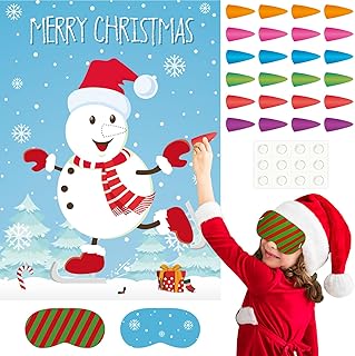 ASTARON Pin the Snowman Nose Christmas Pin the Tail Party Games Activities for Kids 36 Stickers Christmas Party Decorations School Classroom Activities