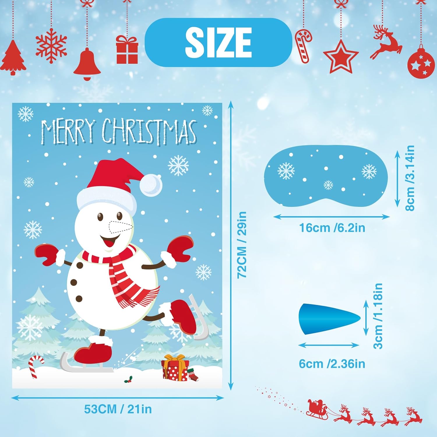 ASTARON Pin the Snowman Nose Christmas Pin the Tail Party Games Activities for Kids 36 Stickers Christmas Party Decorations School Classroom Activities-1