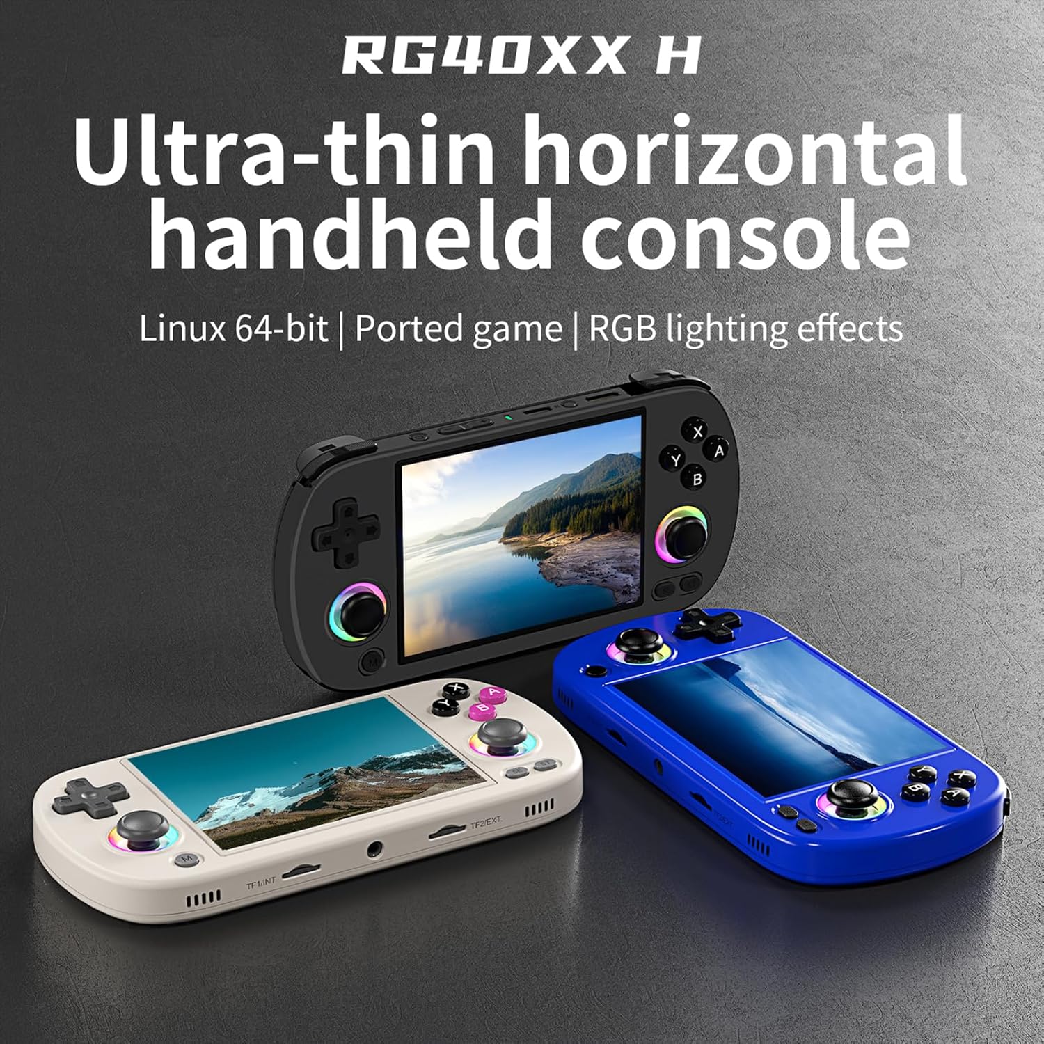 RG40XX H Retro Handheld Game Console, HDMI TV Output 4.0'' IPS Screen Linux System Video Games Player Built-in 5000+ Games, 64G TF Card Support Bluetooth 5G WIFI Battle (Black)-2