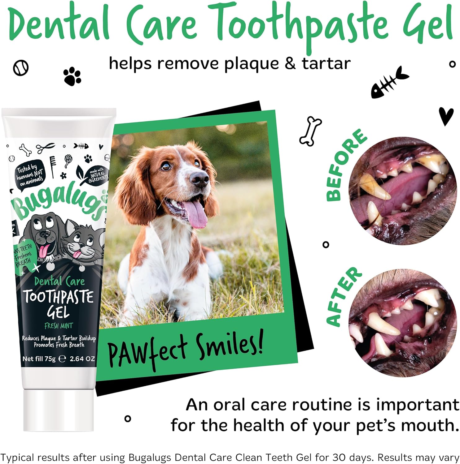 Bugalugs Dog Toothbrush and Toothpaste Kit Includes Cats & Dog Toothpaste, 2 x Finger Cat Toothbrush, 1 x Dog Toothbrush Dog Teeth Cleaning Products for Dog Plaque Remover & Dog Breath Freshener-2