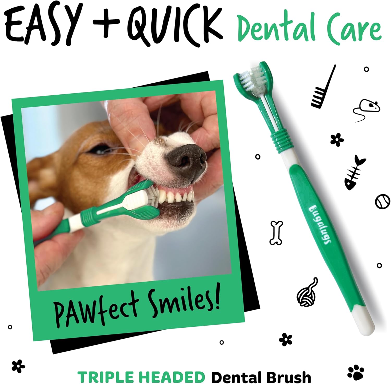 Bugalugs Dog Toothbrush and Toothpaste Kit Includes Cats & Dog Toothpaste, 2 x Finger Cat Toothbrush, 1 x Dog Toothbrush Dog Teeth Cleaning Products for Dog Plaque Remover & Dog Breath Freshener-6