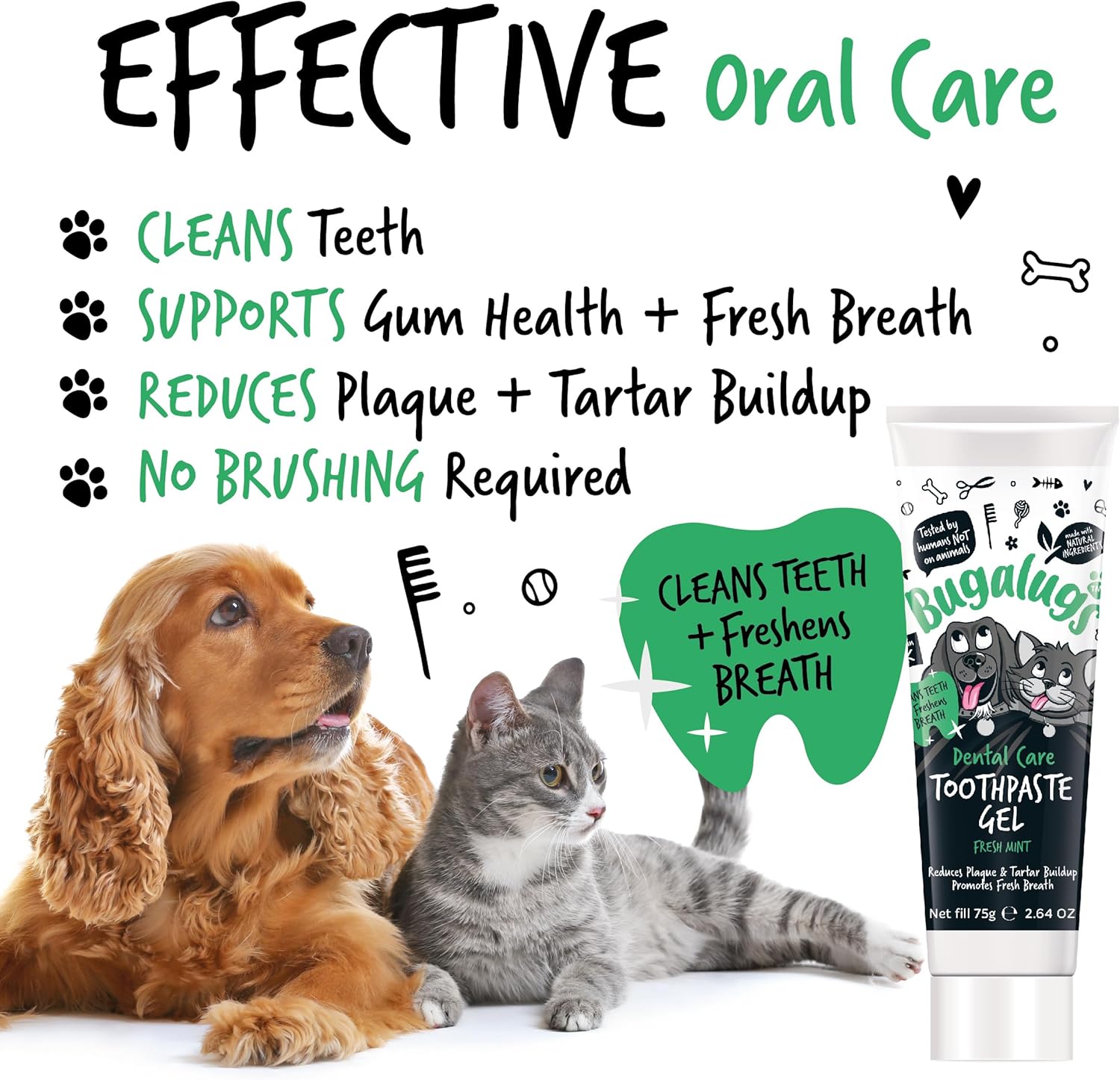 Bugalugs Dog Toothbrush and Toothpaste Kit Includes Cats & Dog Toothpaste, 2 x Finger Cat Toothbrush, 1 x Dog Toothbrush Dog Teeth Cleaning Products for Dog Plaque Remover & Dog Breath Freshener-7