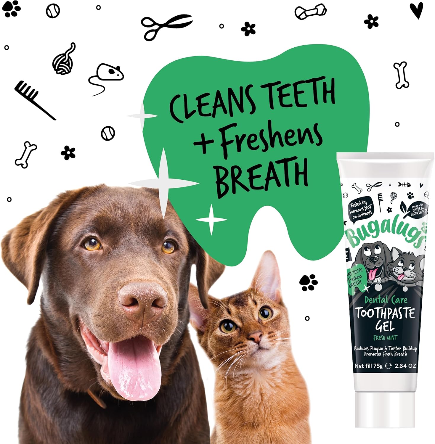 Bugalugs Dog Toothbrush and Toothpaste Kit Includes Cats & Dog Toothpaste, 2 x Finger Cat Toothbrush, 1 x Dog Toothbrush Dog Teeth Cleaning Products for Dog Plaque Remover & Dog Breath Freshener-8