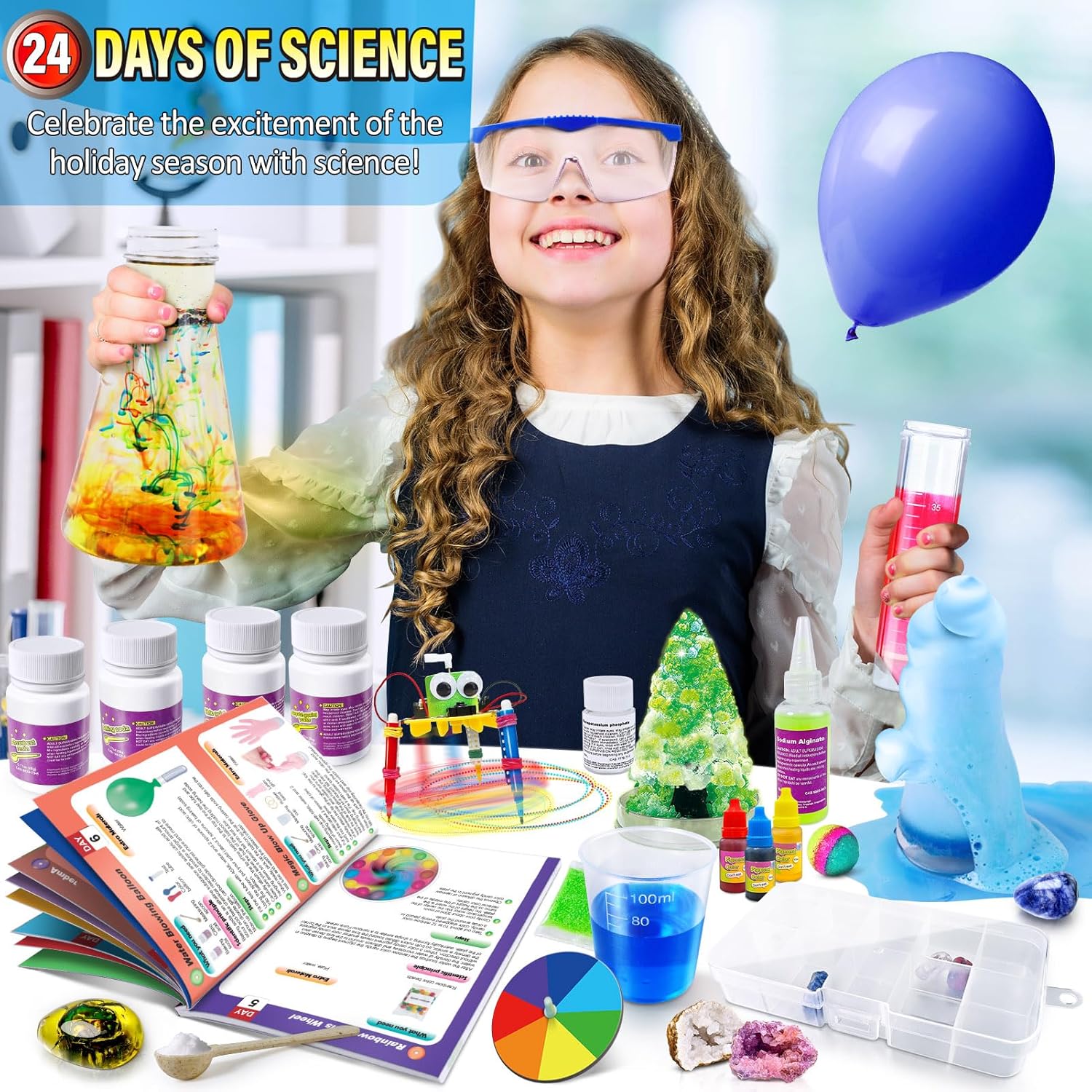 UNGLINGA Science Experiments Advent Calendar 2024 for Kids Boys Girls Toys Gifts Idea- Chemistry, Physics, Rocks Gemstones, S.T.E.M Projects Countdown to Christmas 24 Days-2