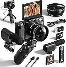 NBD 4k Digital Cameras for Photography, 48MP Video/Vlogging Camera for YouTube, Vlogger Kit, Content Creator Kit-Microphone & Remote Control Tripod Grip, Travel Camera (V01)