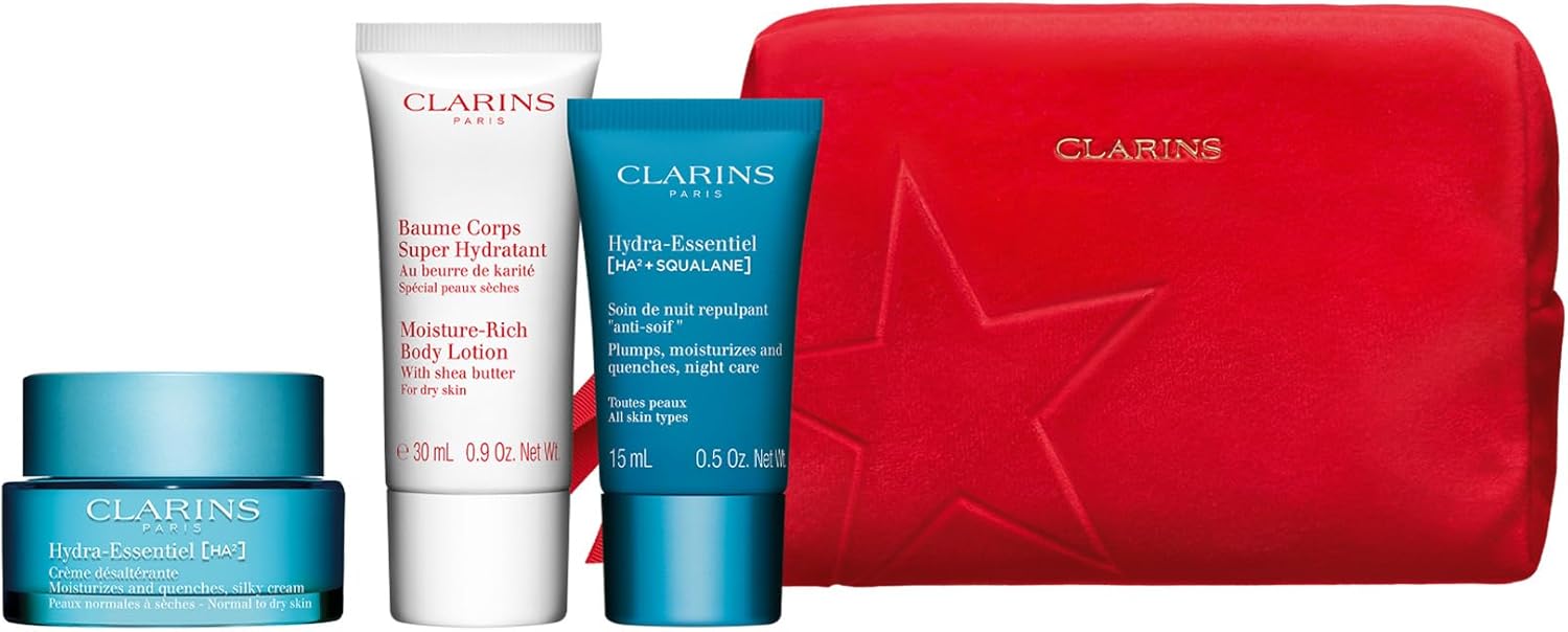 Clarins Christmas Gift Set | Hydra-Essentiel Collection | Worth £58 | Includes Full Size Hydra-Essentiel [HA²] Silky Cream-0