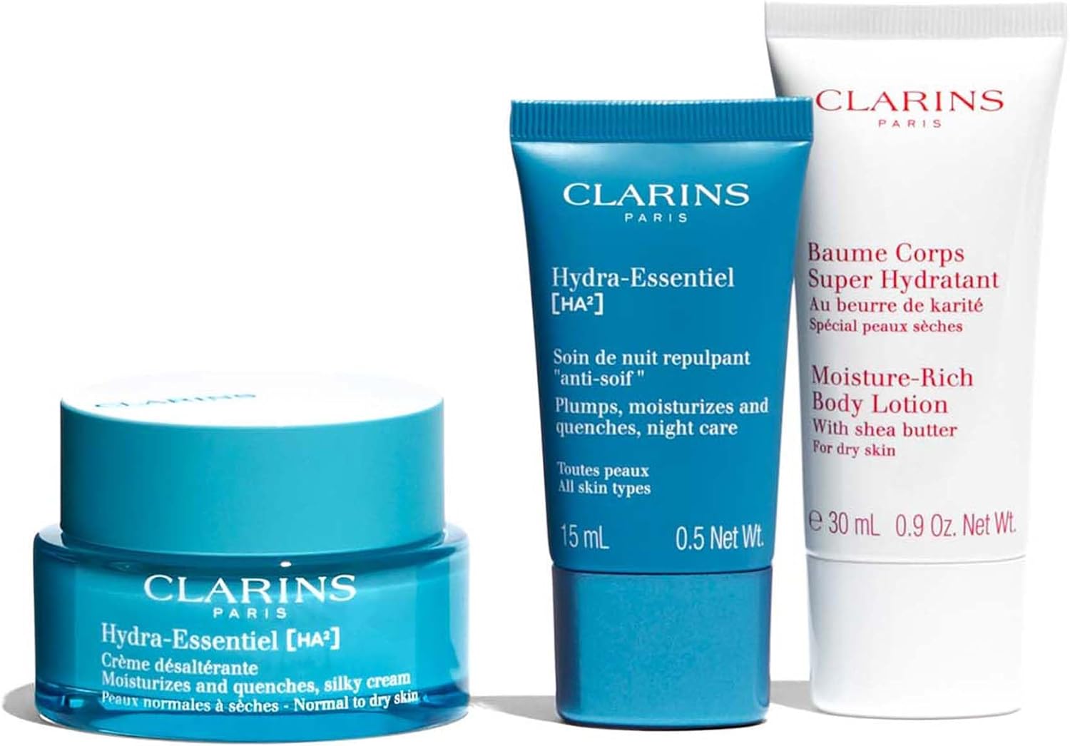 Clarins Christmas Gift Set | Hydra-Essentiel Collection | Worth £58 | Includes Full Size Hydra-Essentiel [HA²] Silky Cream-1