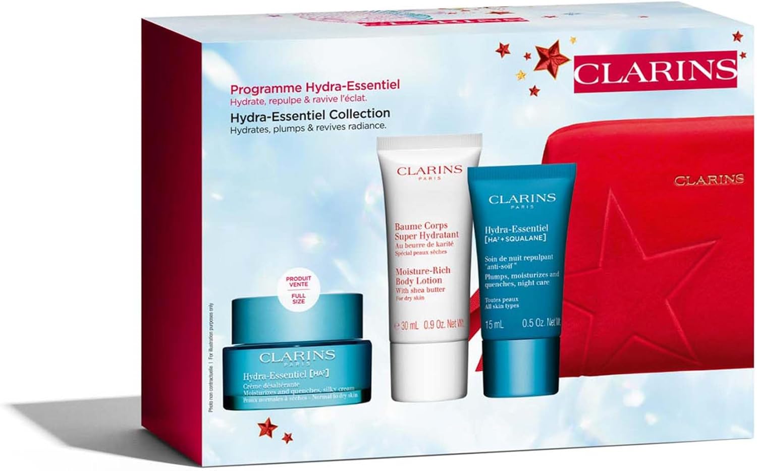 Clarins Christmas Gift Set | Hydra-Essentiel Collection | Worth £58 | Includes Full Size Hydra-Essentiel [HA²] Silky Cream-2