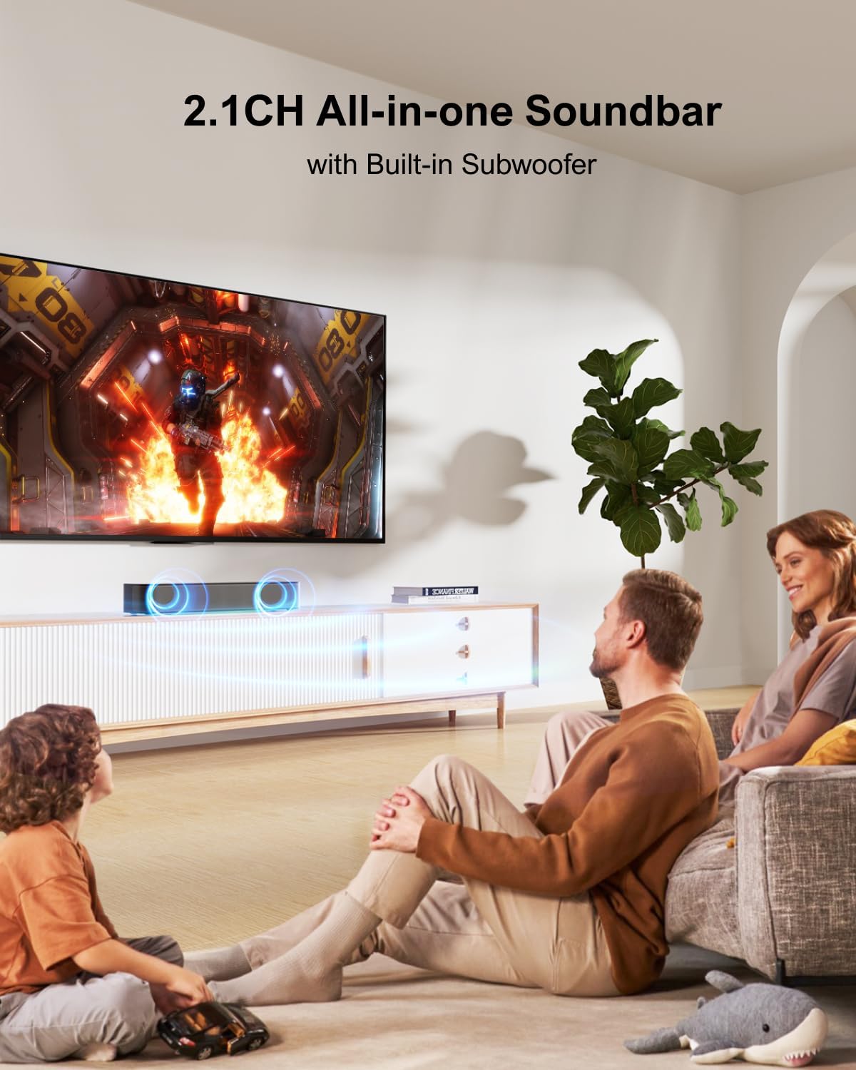 ULTIMEA 2.1ch Sound Bar for TV, Built-in Subwoofer, APP Control, Peak Power 120W, All-in-one PC Soundbar for Game, Bluetooth 5.3 TV Sound Bar Speakers, OPT/AUX/Wall Mount, Solo B30 Pro-8