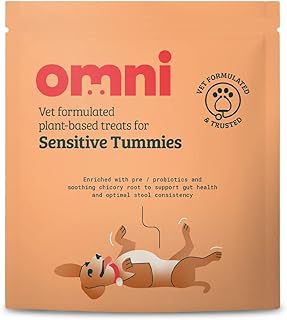 Omni Treats Probiotics for Dogs - Dog Treat for Gut Health and Stool Consistency with Chicory Root - Plant Based, Vet Formulated for Puppy and Adult, Suitable from 8 Weeks, Hypoallergenic, 70g