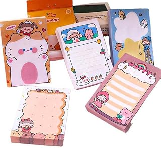 Decorative Sticky Notepads Pack of 6, 300 Sheets, Assorted Designs, School and Office Supplies