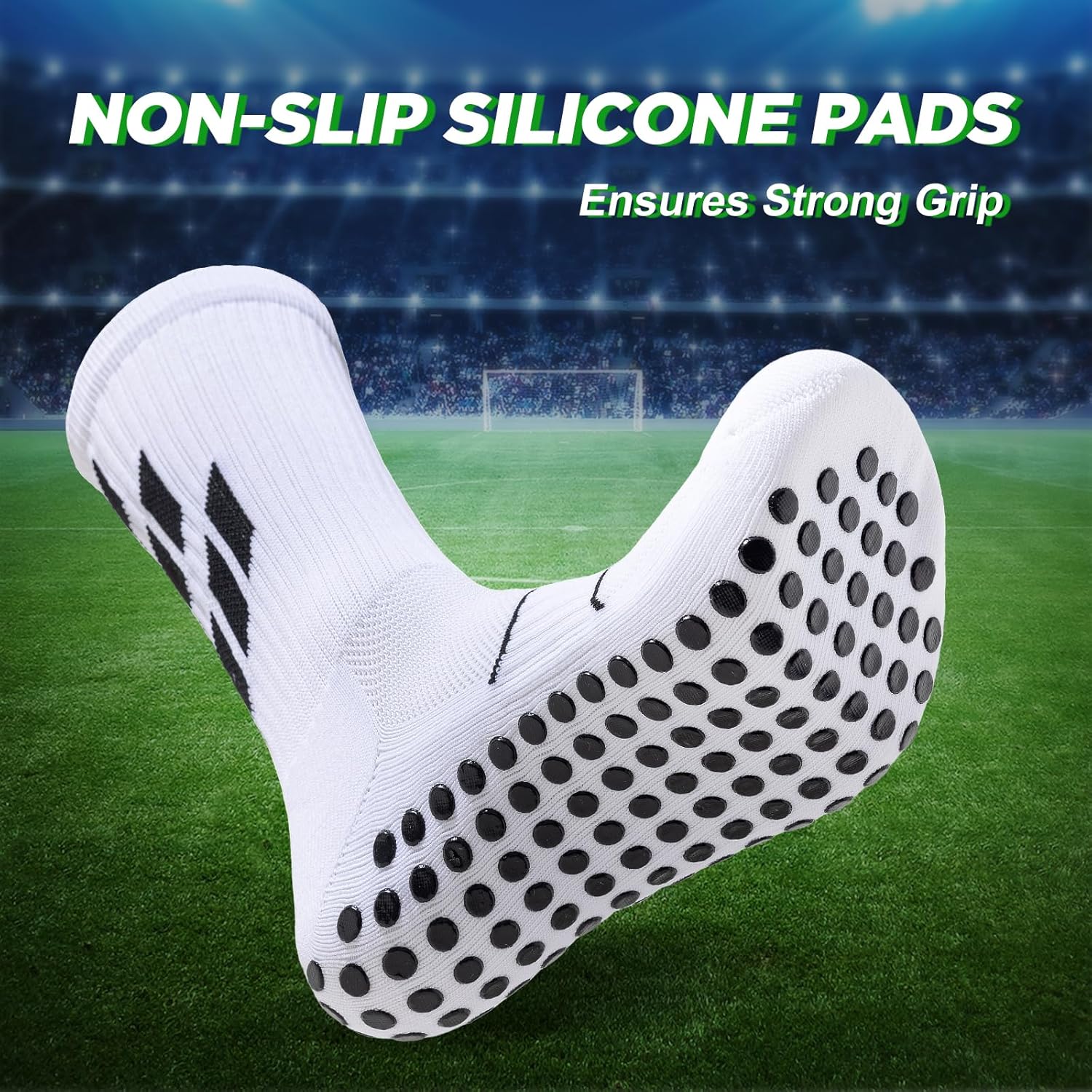 Niorasen Grip Socks, Football Socks for Men Women, Non Slip Sports Socks Wicking Breathable, Cushioned Athletic Socks Slipper Socks for Soccer Basketball Hiking Running Yoga Cricket Rugby-2