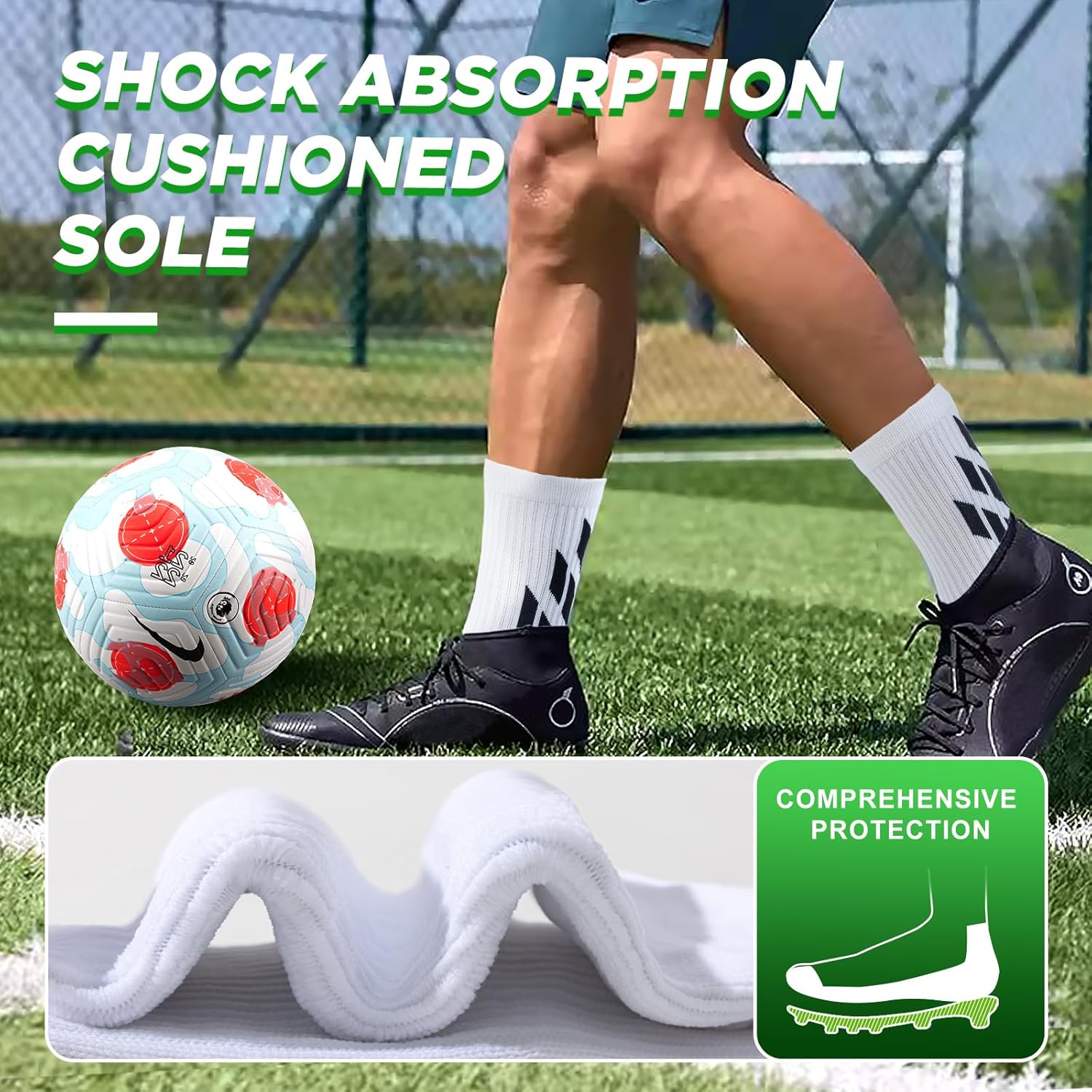 Niorasen Grip Socks, Football Socks for Men Women, Non Slip Sports Socks Wicking Breathable, Cushioned Athletic Socks Slipper Socks for Soccer Basketball Hiking Running Yoga Cricket Rugby-3