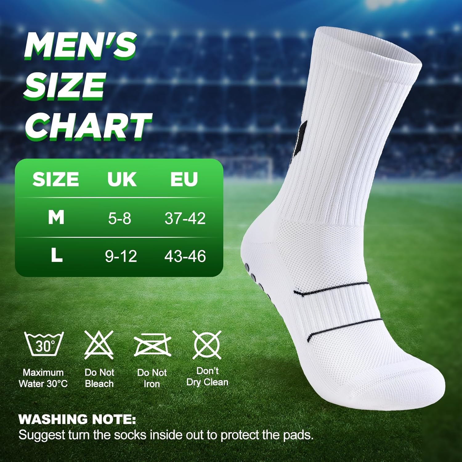 Niorasen Grip Socks, Football Socks for Men Women, Non Slip Sports Socks Wicking Breathable, Cushioned Athletic Socks Slipper Socks for Soccer Basketball Hiking Running Yoga Cricket Rugby-6