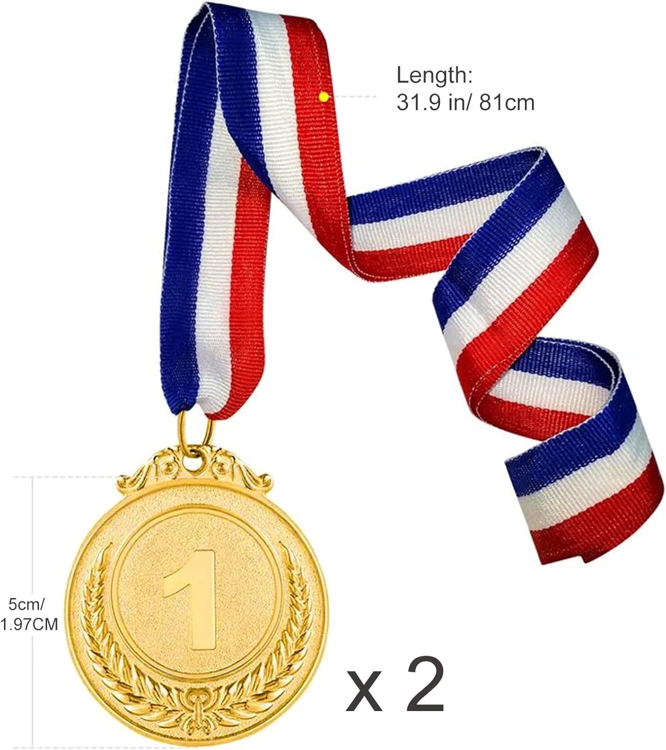 Udewo 2 Pack Metal Medals, Olympic Gold Medals for Children Metal Sports Day Medals Lockdown Medals with Ribbon for Adults Kids-1