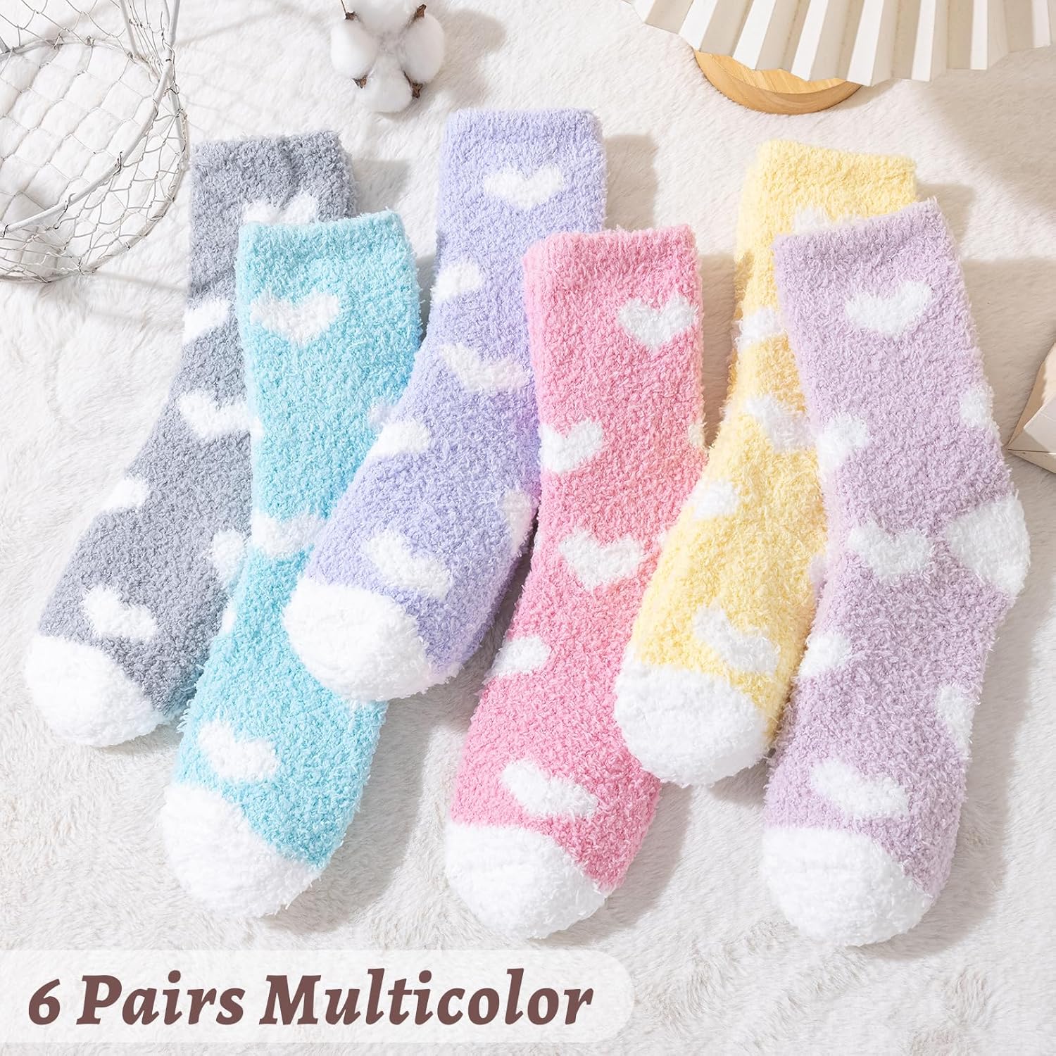 Niorasen Fluffy Socks for Women and Girls, Soft Warm Cosy Bed Slipper Socks, Thick Comfy Plush Fuzzy Socks, Winter Gift Home Cabin, Size UK 4-8-8